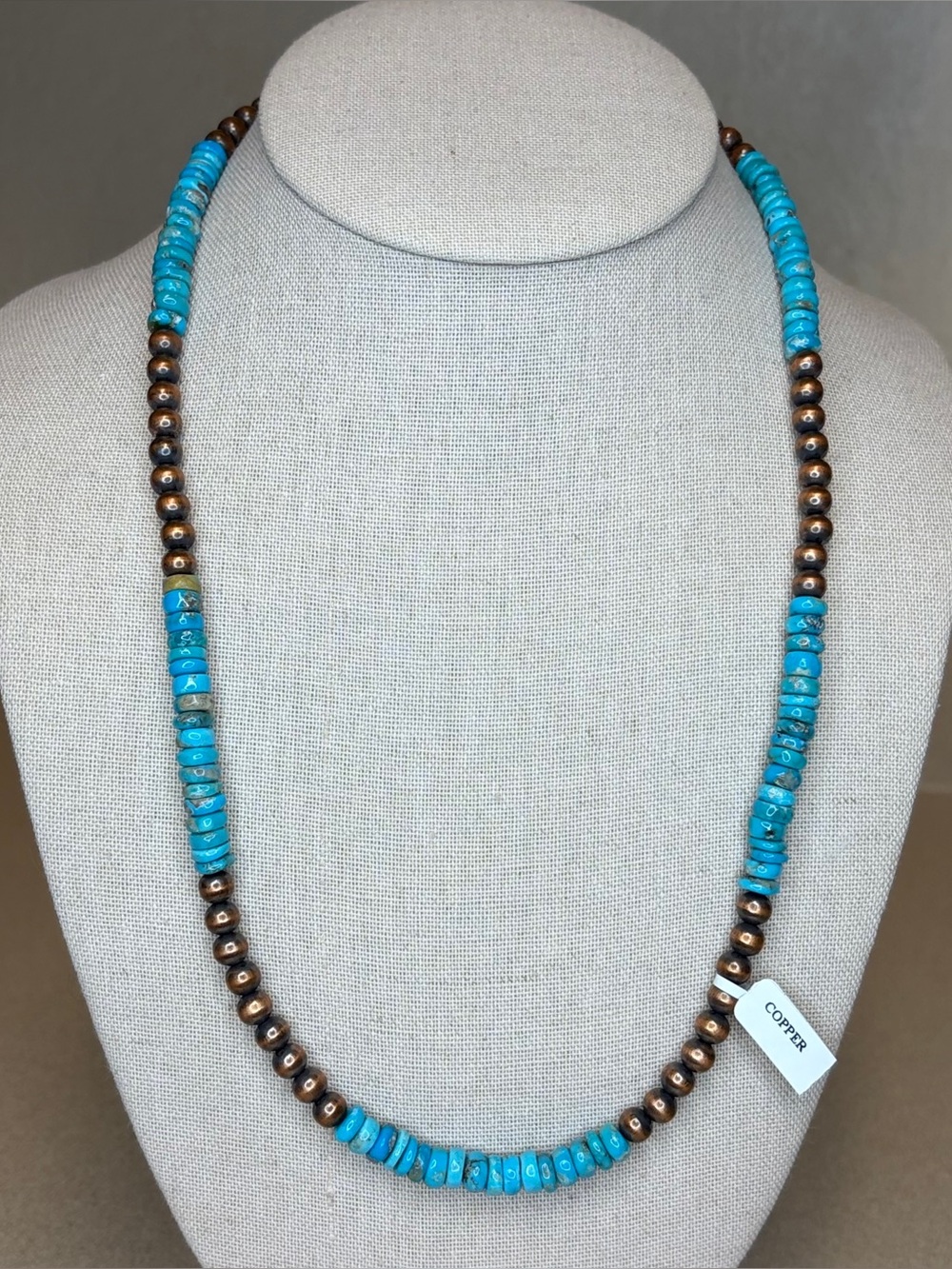 Southwestern Turquoise Heishi & Copper Beaded Necklace